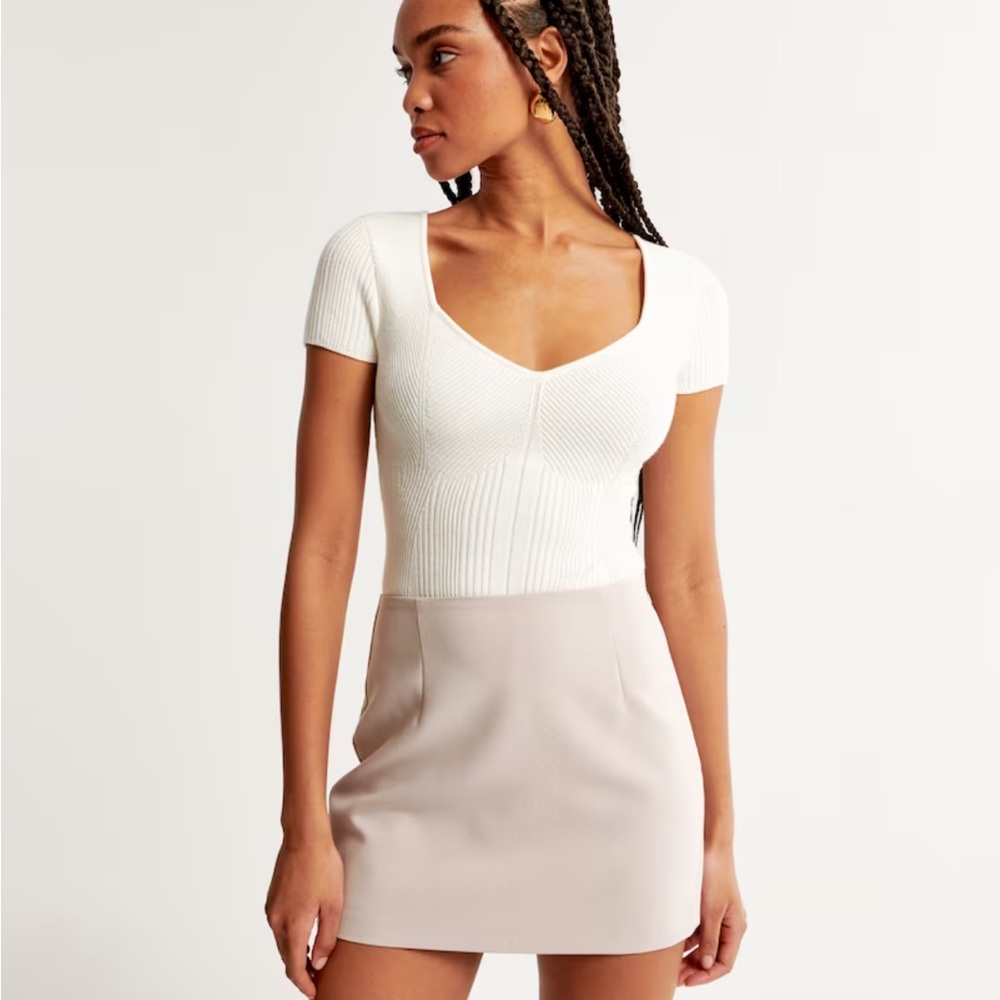 Abercrombie Short-Sleeve Sweetheart Sweater Bodysuit